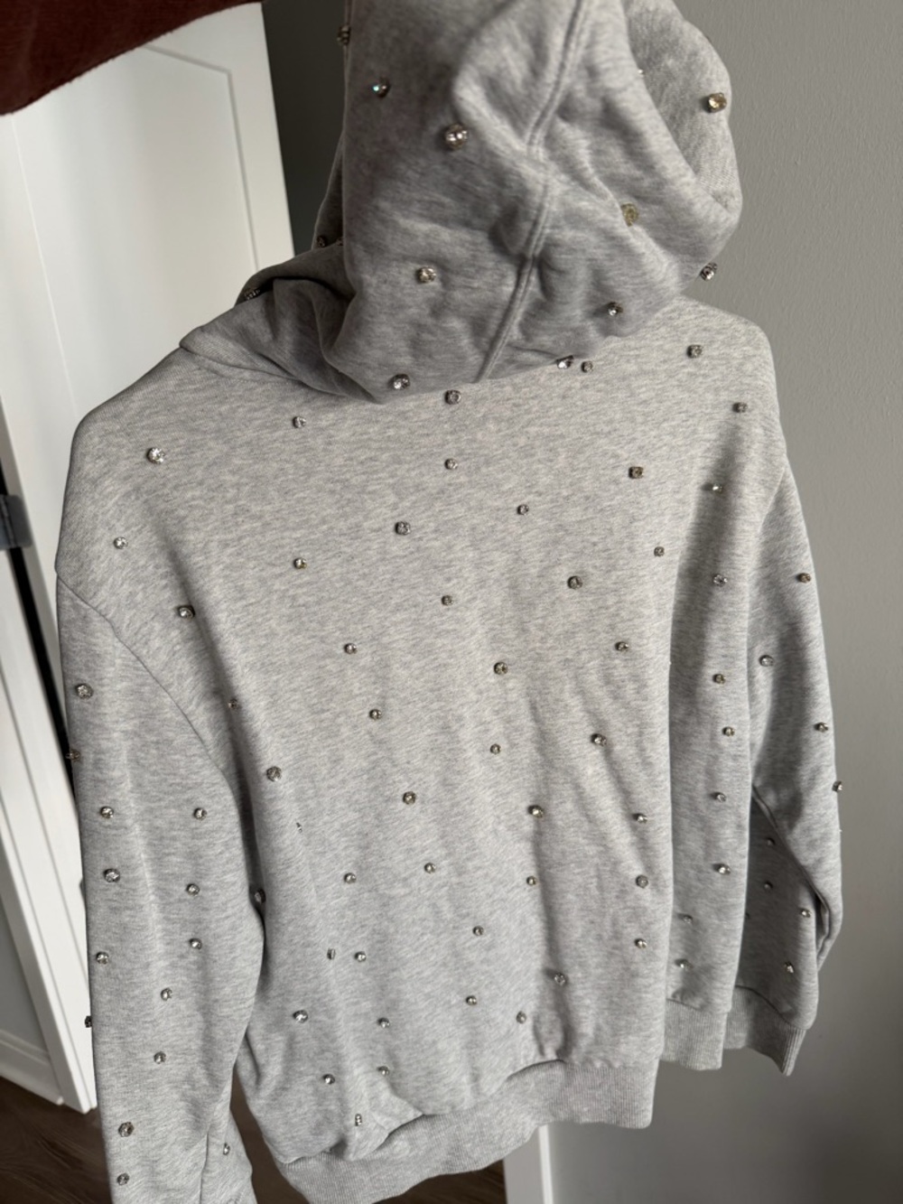 Women GIAMBATISTA Valli for H&M Gray Crewneck Hoodie with Stud Embellishments - Picture 3 of 15